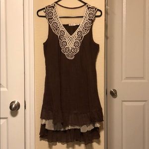 Brown and cream dress